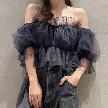 SNIDEL 볼륨 개더 프릴 오프숄더 블라우스