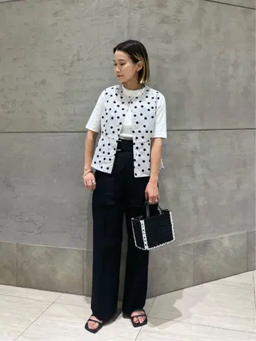 UNITED ARROWS 샴브레이 벨트 팬츠 블랙 캐주얼 팬츠