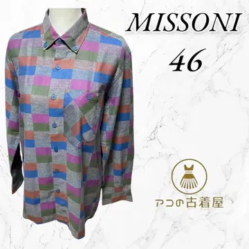 MISSONI 미쏘니 상의 셔츠 긴팔 남성용 그레이 올 패턴 46
