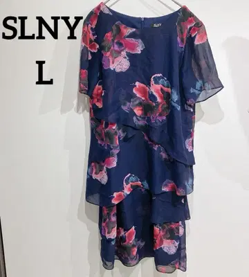 SLNY [L] 네이비 플라워 프린트 블라우스 꽃무늬 네이비 원피스