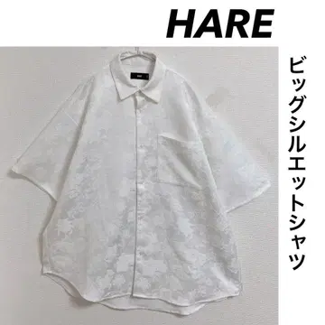 HARE 빅 실루엣 레이스 셔츠 올 패턴 화이트