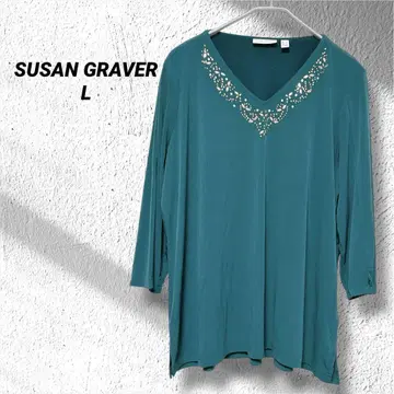 SUSAN GRAVER 그린 V넥 튜닉 L