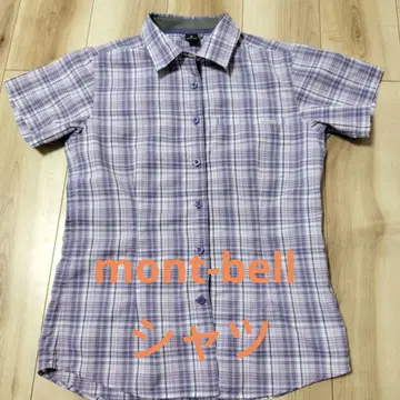 mont-bell 반팔 체크 셔츠 보라색 계열