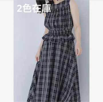 NATURAL BEAUTY BASIC 모노톤 체크 원피스