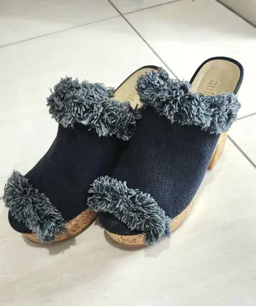 snidel 프린지 네이비 샌들