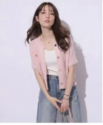플러피 반팔 가디건