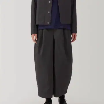 무인양품 와시 혼합 팬츠 다크 브라운 와이드 팬츠
