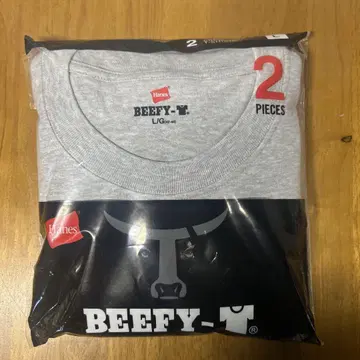 Hanes BEEFY-T 헤더 그레이 L 사이즈 티셔츠 2장 세트