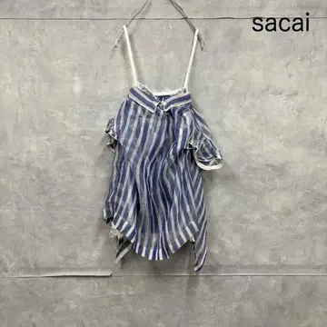 사카이 사카이 17ss 실크 백 슬릿 시어 블라우스 N1083