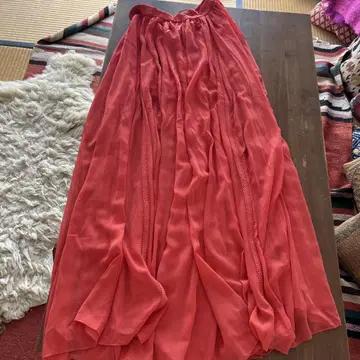 영국 ASOS 오렌지 자수 맥시 스커트
