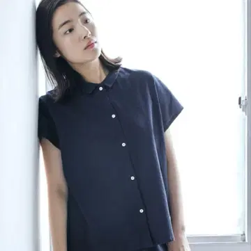 나카가와 마사시치 상점 다카시마 치지미 프리 셔츠 일본제 네이비 컬러