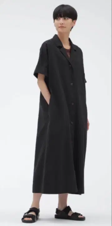 2024SS MHL 롱 원피스 반팔 블랙