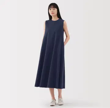 무인양품 냉감 UV 차단 슬리브리스 원피스 M 사이즈 네이비