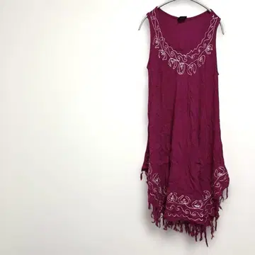 보라색 자수 슬리브리스 튜닉