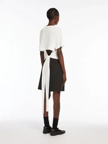 Max Mara 백 리본 포함 화이트 반팔 티셔츠