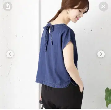 어반 리서치 도어스 텐셀 데님 백 리본 풀오버 네이비 우먼