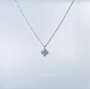 작은 클로버 목걸이 써지컬 스테인리스 플라워 실버 925