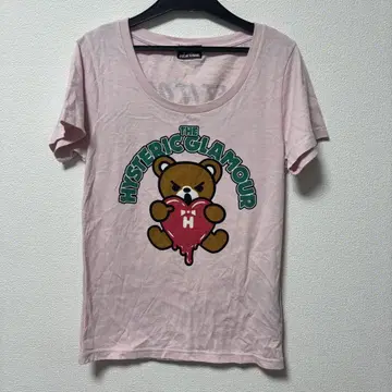 Hysteric Glamour 티셔츠 엿먹은 베어 백 프린트 핑크 곰