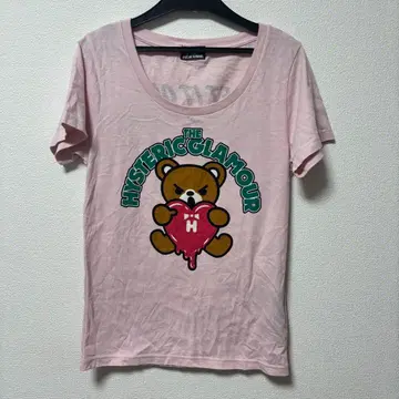 Hysteric Glamour 티셔츠 엿먹은 베어 백 프린트 핑크 곰