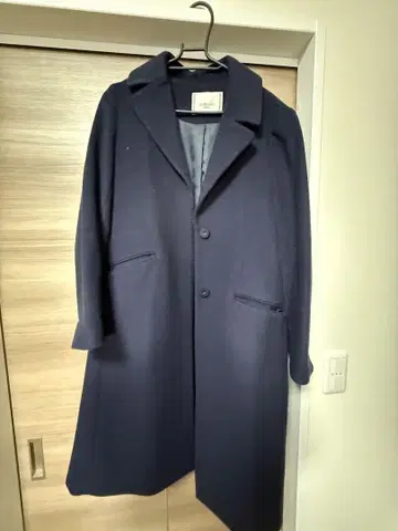 네이비 체스터 코트 울 혼방