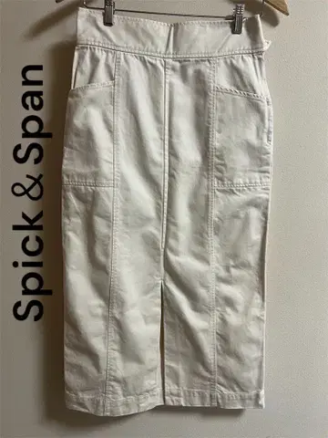 Spick & Span 화이트 타이트 스커트 슬릿 38