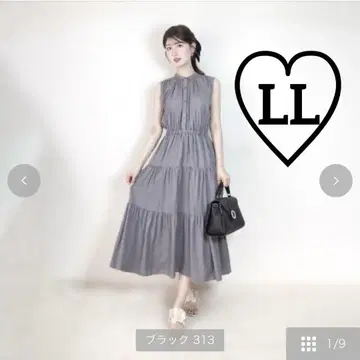 새상품 시마무라 리본 티어드 원피스 (몬와키 레이나) LL 사이즈 블랙