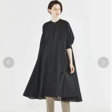 미즈이로 인드 밴드 카라 플레어 셔츠 원피스