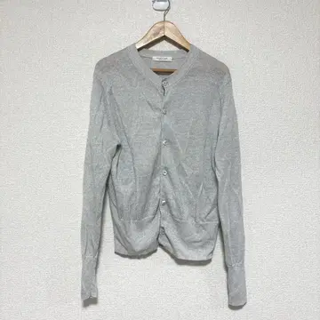맥피 린넨 크루넥 가디건 그레이 라메