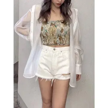 제이다 라메 와셔 볼륨 슬리브 오버 셔츠