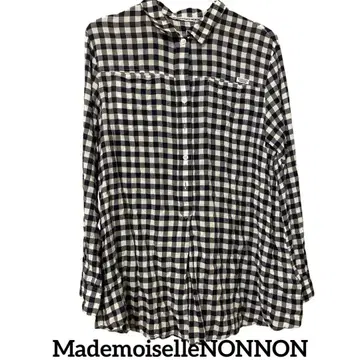 MademoiselleNONNON 깅엄 체크 셔츠 M 네이비 화이트