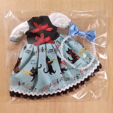 딜러 제작 아웃핏 고양이 원피스 스카이블루 1/6 인형
