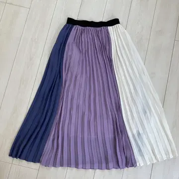멀티 컬러 플리츠 롱 스커트