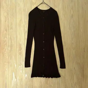 870 TOCCA 브라운 실크 롱 가디건 리브 니트 예쁜