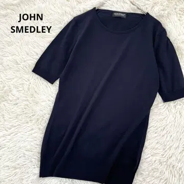 John Smedley 고급 반팔 니트 크루넥 풀오버 영국제 네이비