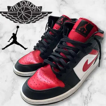 Air Jordan 1 Mid 스니커즈 레드/블랙/화이트 박스 있음