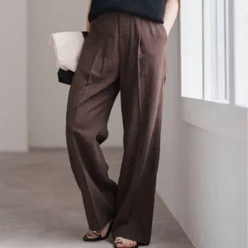 Spick & Span 하이브리드 라미 1턱 팬츠 38 브라운