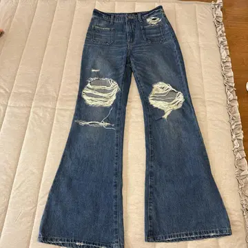 JEANASIS 데미지 플레어 데님 새상품급