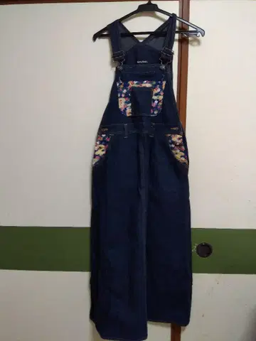 일본풍 패턴 데님 오버롤 스커트