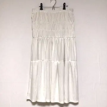 라메 셔링 스커트 롱 스커트 화이트 L