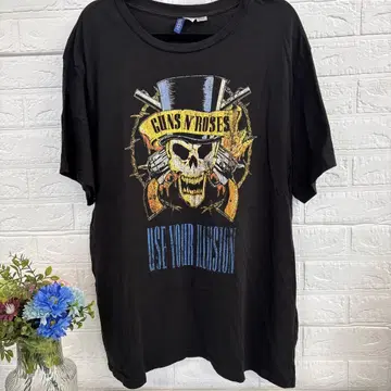 GUNS N' ROSES H&M 밴딩 티셔츠 반팔 사이즈 L 3410
