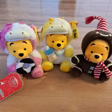 곰돌이 푸, 띠 푸, 소, 크리스마스, 진저맨, 봉제 인형 3종 세트