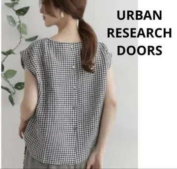URBAN RESEARCH DOORS 린넨 체크 후크 브라우스