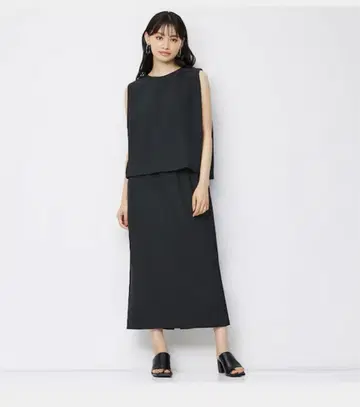 지유 블랙 드로우 스트링 내로우 셋업 여성용