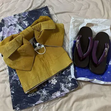 유카타 만들기 오비 일본 나막신 포함 네이비 컬러 세트