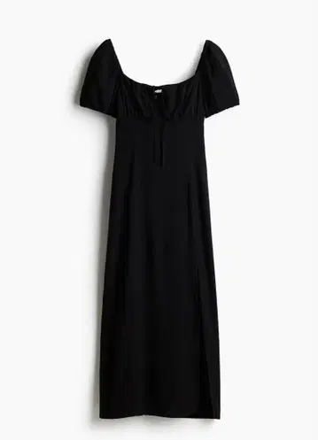 H&M 퍼프 슬리브 플레어 스커트 원피스 블랙