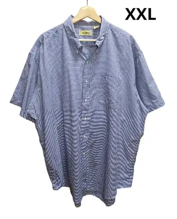 80s-90s llbean 깅엄 체크 버튼 다운 반팔 셔츠