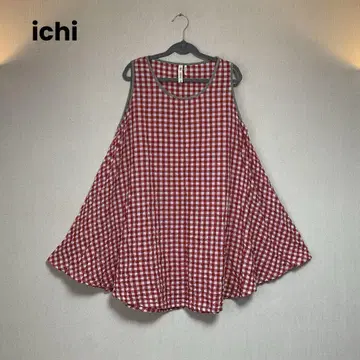 ichi 이치 깅엄 체크 A 라인 슬리브리스 튜닉