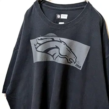 NFL 덴버 브롱코스 로고 티셔츠 블랙 검정 2XL 구제 의류