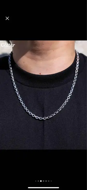 글리터 아이스드 아웃 박스 체인 목걸이 45cm