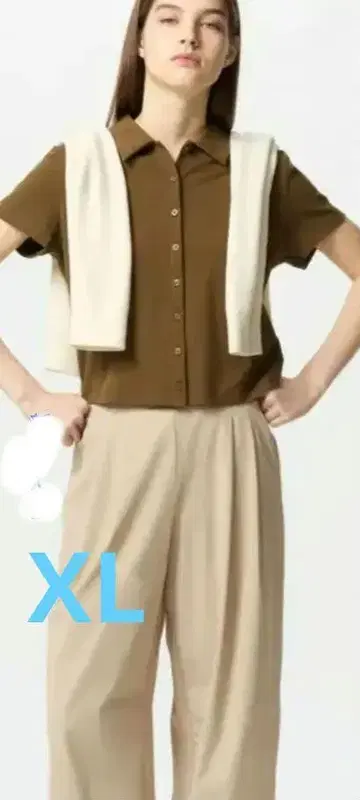 유니클로 울트라 스트레치 와이드 팬츠 베이지